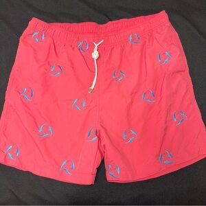 J. McLaughlin swim trunks men’s XL Red‎ with blue sharks